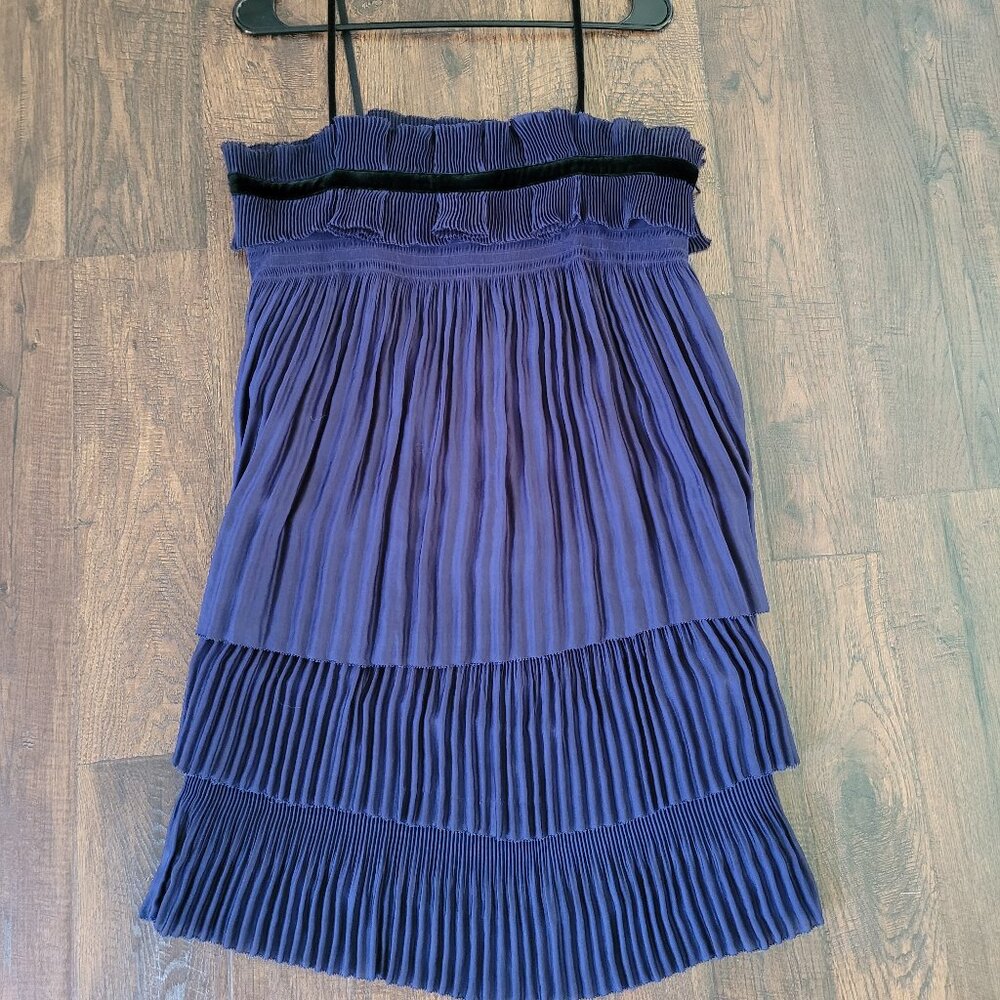 Diane Von Furstenberg Navy Blue Pleated Mini Dress New With Tags NWT 10